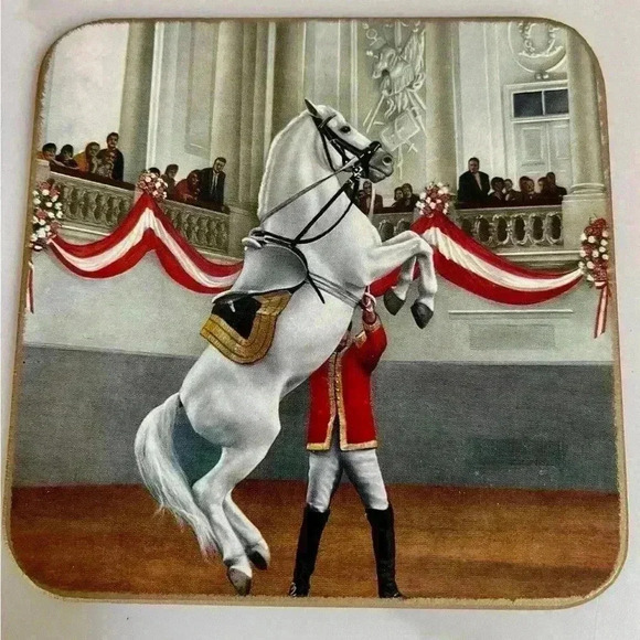 Hofreitschule wien 6 Equestrian Quadrille Coasters make in Austria Vinta… - Picture 2 of 11